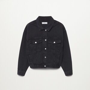 NWOT MANGO Oversized Denim Jacket, Size S, Color Black